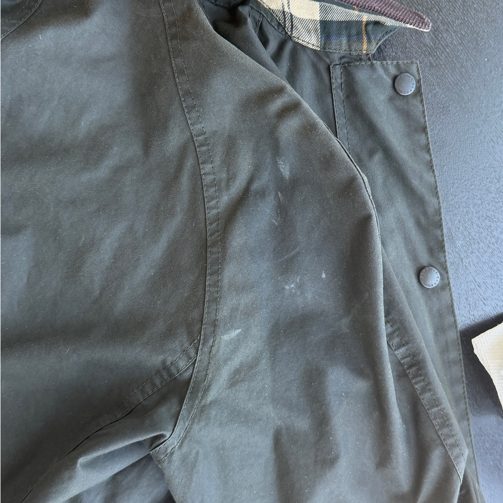 Barbour Beadnell Green Waxed Cotton Jacket with removable hood- UK 12 US 8 - Picture 8 of 8